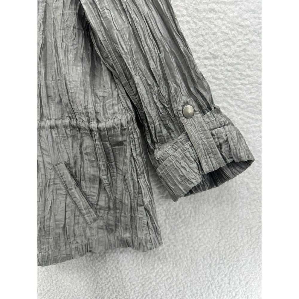 Ruby Rd Petite Crinkle Texture Zip Front Drawstring Jacket Silver Size 16P‎ - Picture 5 of 9
